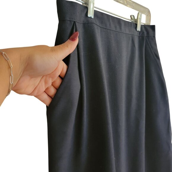 Vtg 90s Y2k  Black Pencil Skirt With Back Button & Side Pockets Womens Size 11 - Picture 3 of 10